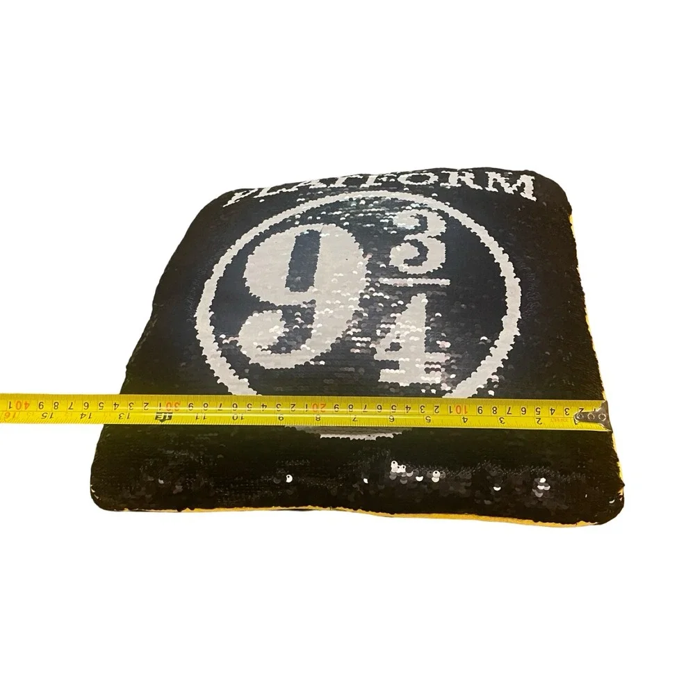 Harry Potter Platform 9 3/4 Reversible Sequin‎ Throw Pillow Black Silver 16x16